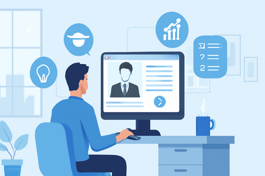 Unternehmen erstellen Online-Schulungen für ihre Mitarbeitenden am Computer