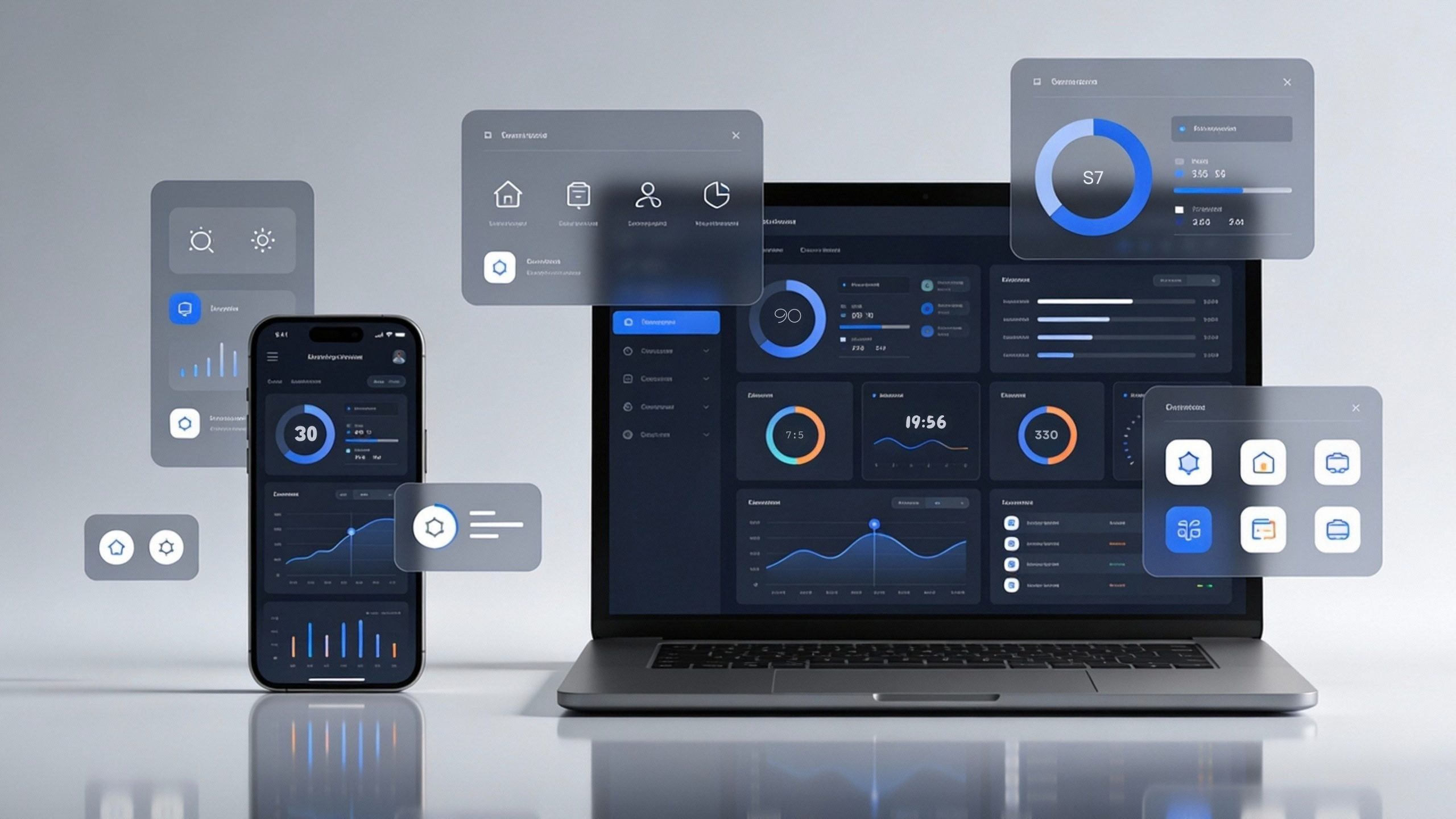 Dashboard einer digitalen Lernplattform auf mehreren Geräten